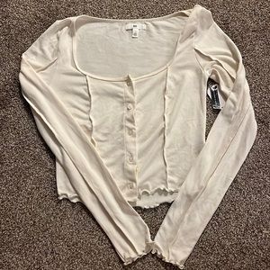 BP Cream Colored Long Sleeve Crop Top